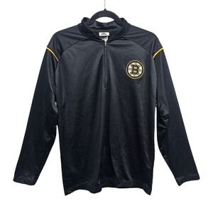 Men's Boston Bruins Antigua Black Glacier Quarter-Zip Pullover Jacket Size Large